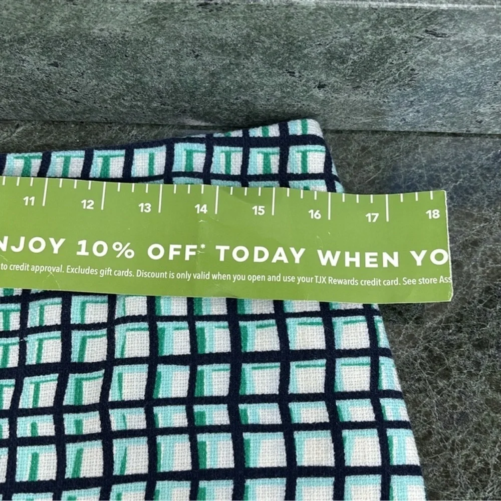 Kate Spade Judy Blue Green Checkered Pencil Skirt